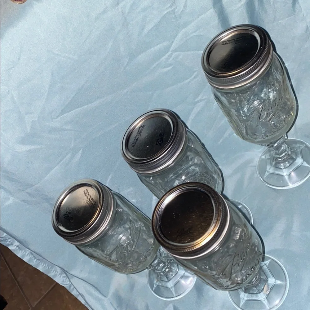 BX48 Vintage Set of 4 Mason Jar Goblets wine